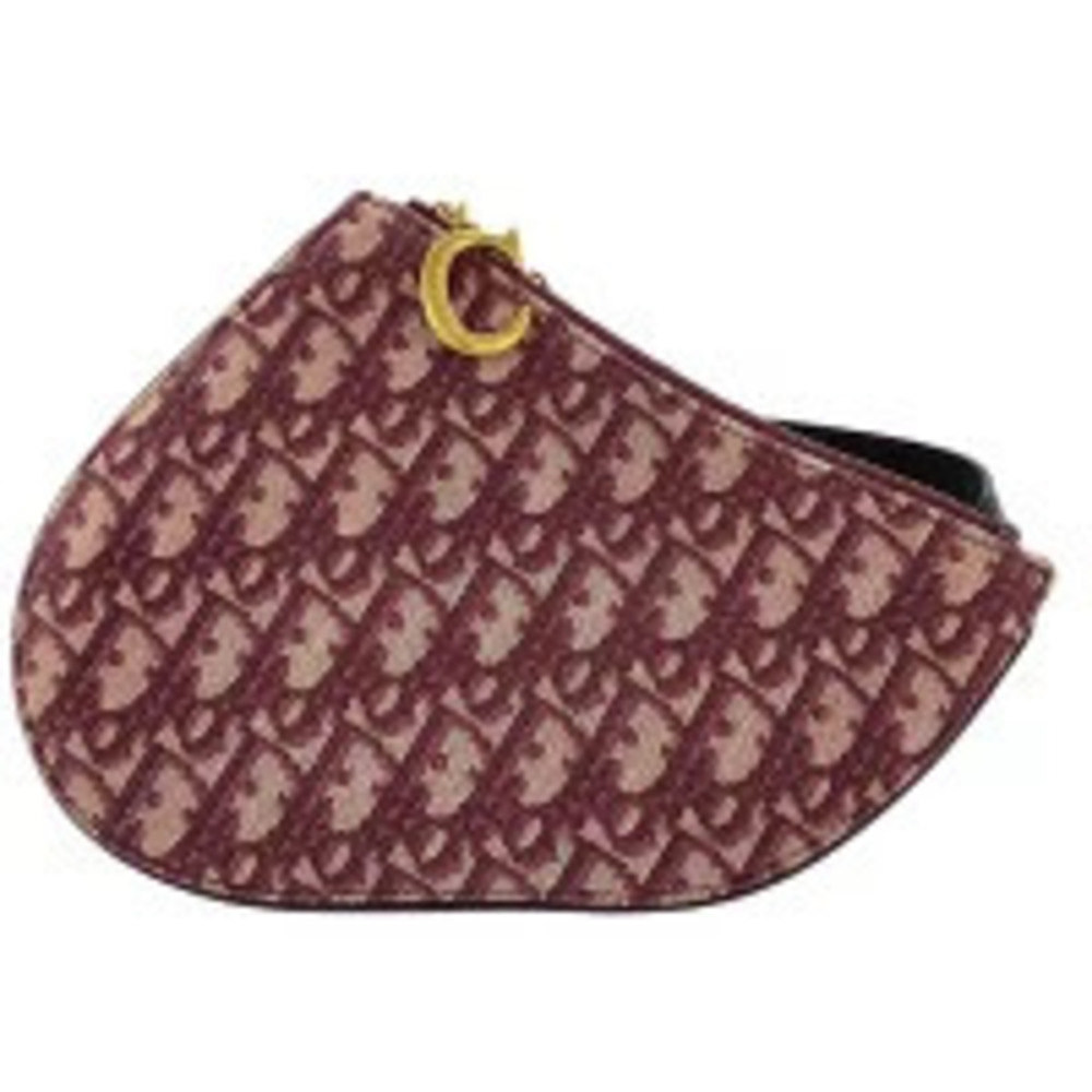 Christian Dior Canvas Trotter Shoulder Bag Wine Red